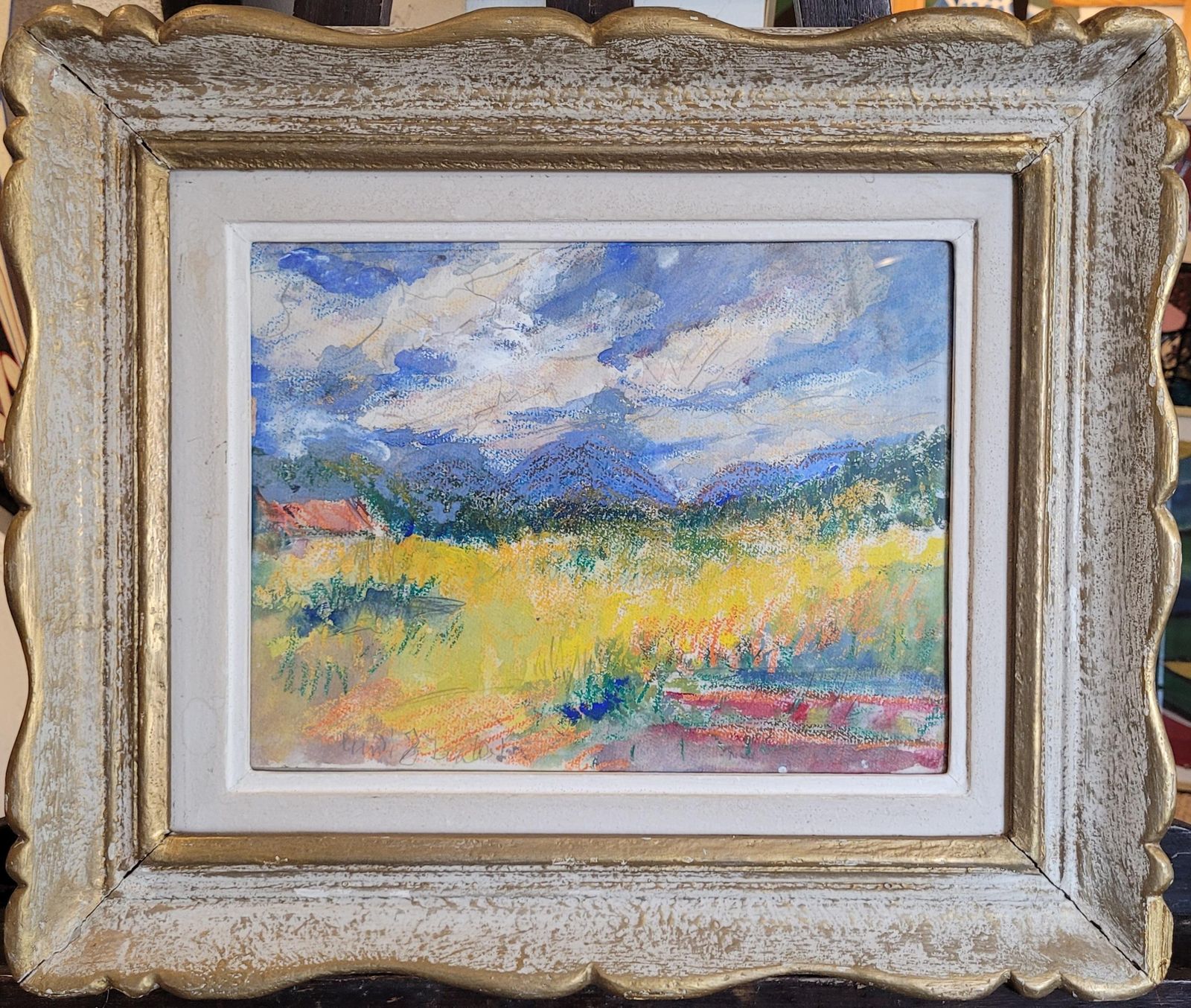 French Impressionist Landscape Painting, Framed, Antique, 42.5x50 Cm, Circa 1960s By Gabriele Ricard Cordingley