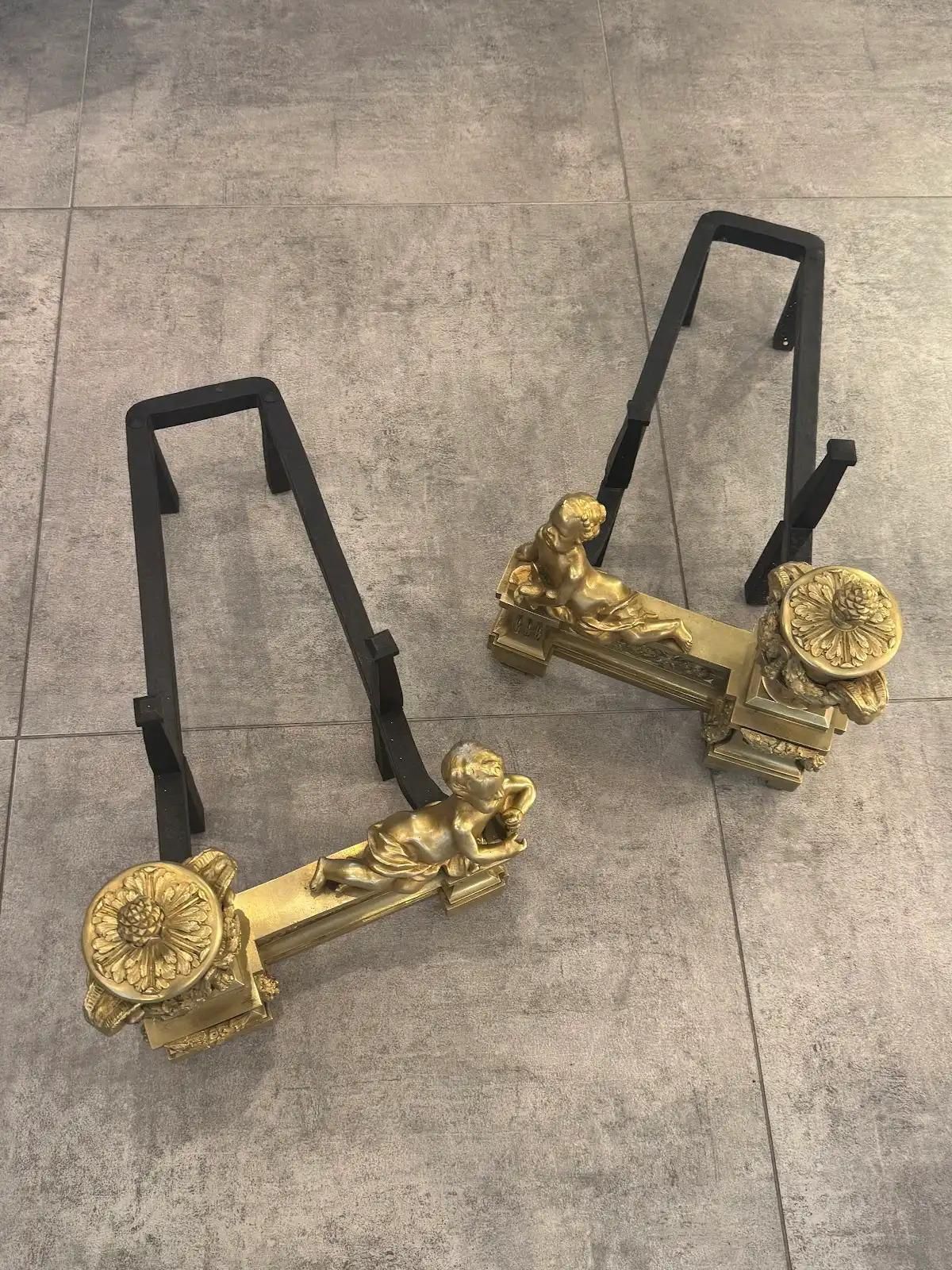 Art A Pair Of Late 18th Century Andirons In Perfect Condition. photo
