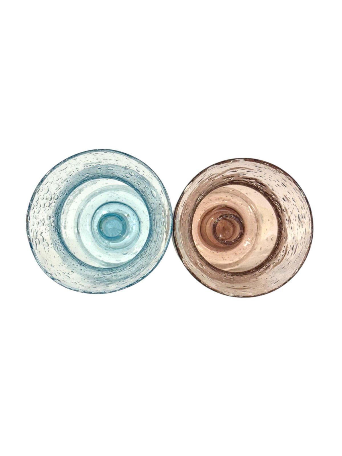 Pair Of French Biot Bubble Glass Hurricane Candle Holders photo 489.0