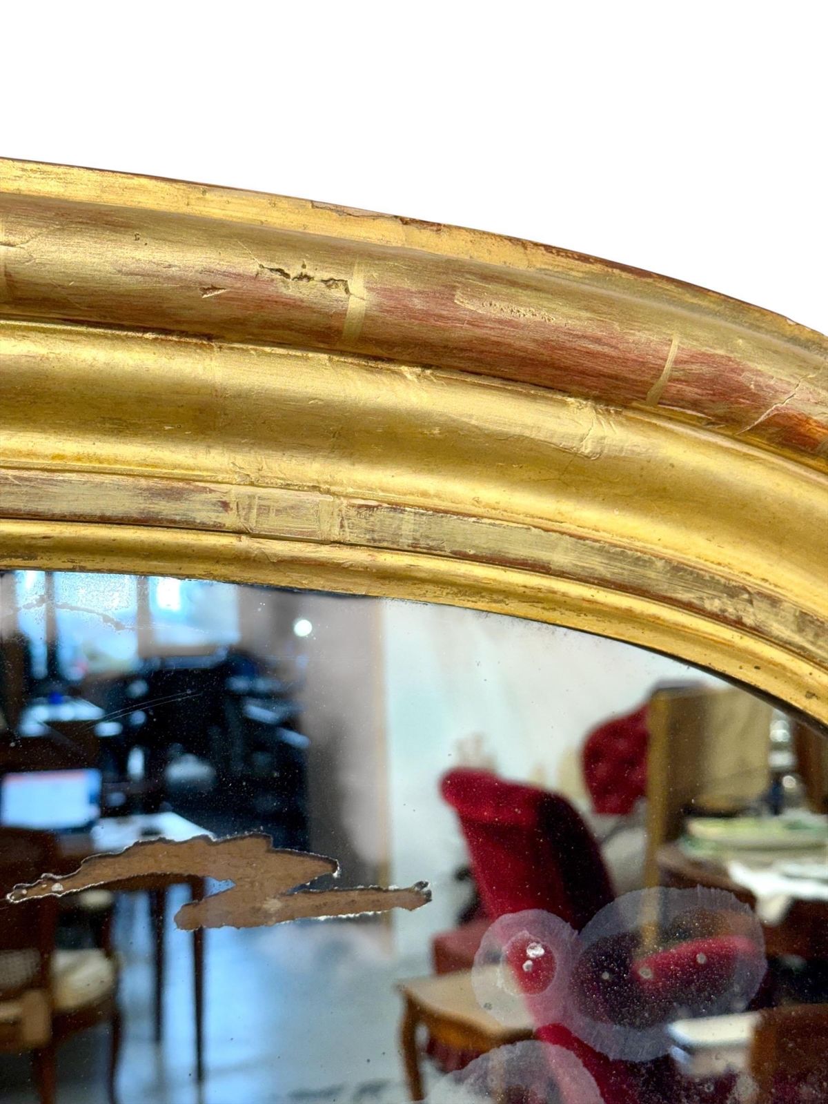 2820.0 19th Century French Giltwood Mirror With Original Mercury Glass photo