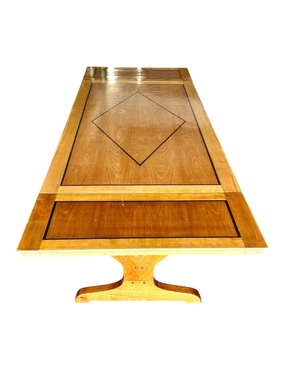 French Art Deco Extendable Dining Cherrywood Table, Seats Up To 14 photo furniture