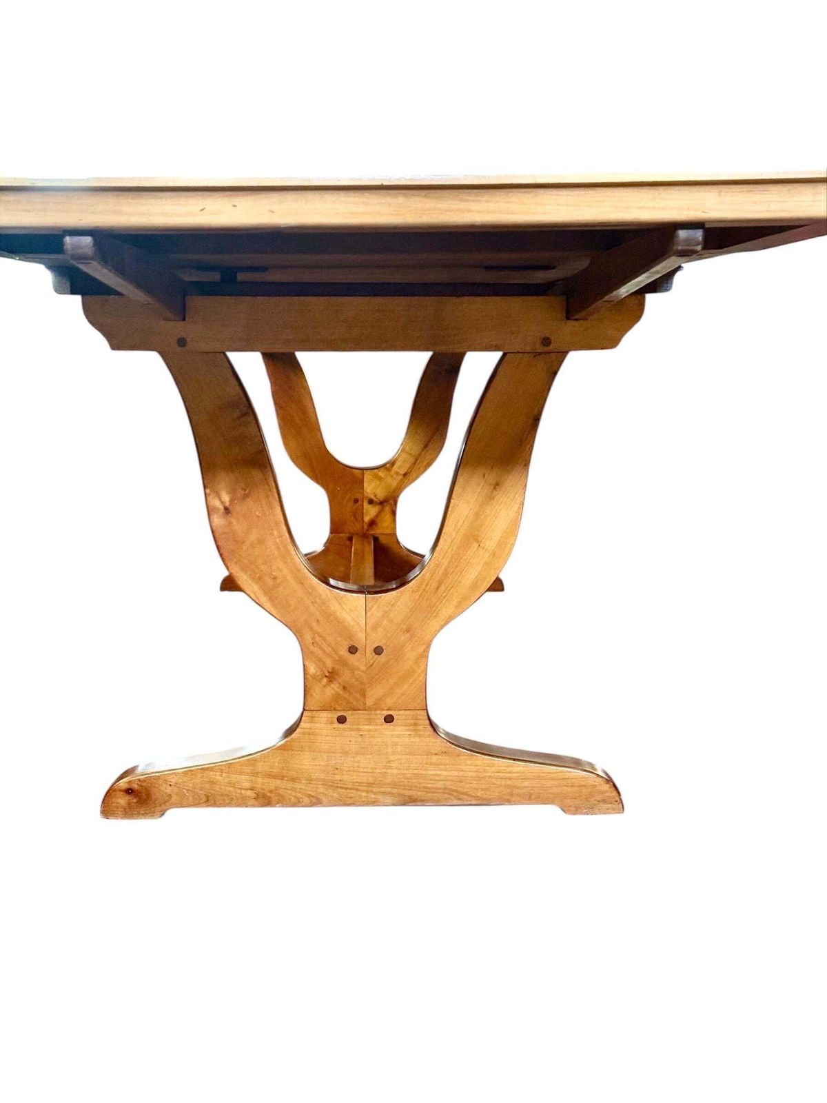 French Art Deco Extendable Dining Cherrywood Table, Seats Up To 14 photo for sale