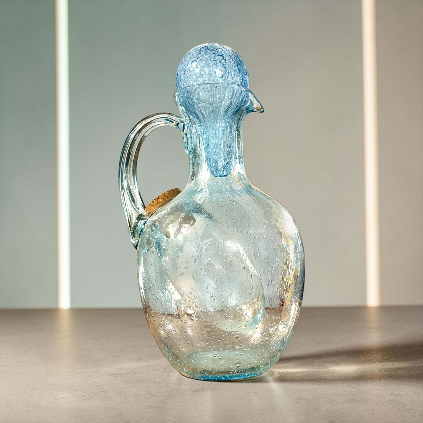 Large Biot Glass Carafe With Internal Ice Reservoir, France, Circa 1950 photo vintage