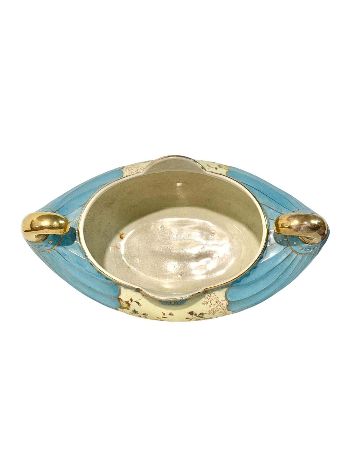 photo furniture French Art Nouveau Faience Jardinière With Gilt Handles, Circa 1900