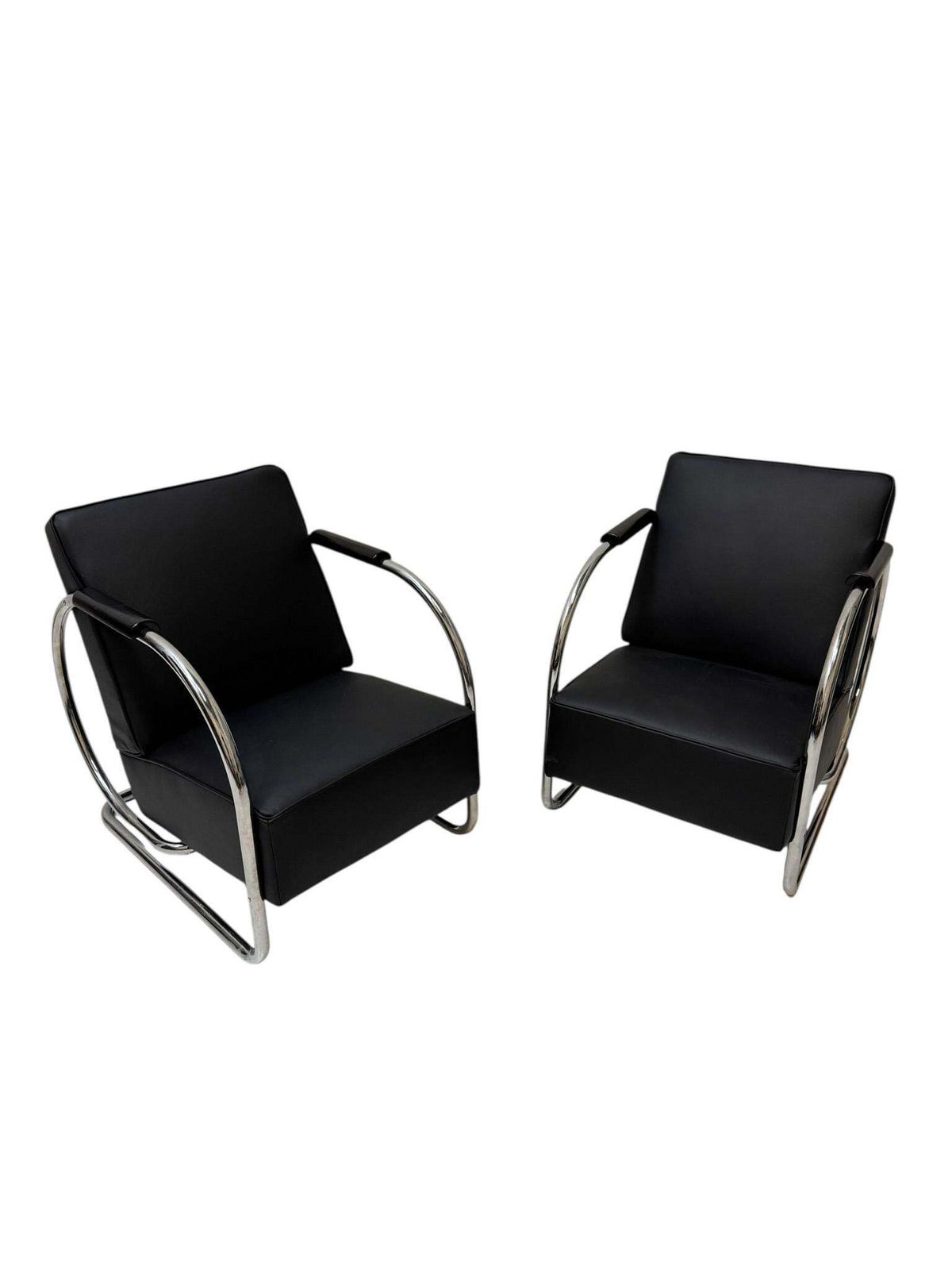 Art Deco Modernist Bauhaus Tubular Steel Lounge Chairs By Frits Kuyken, 1936 photo vinterior