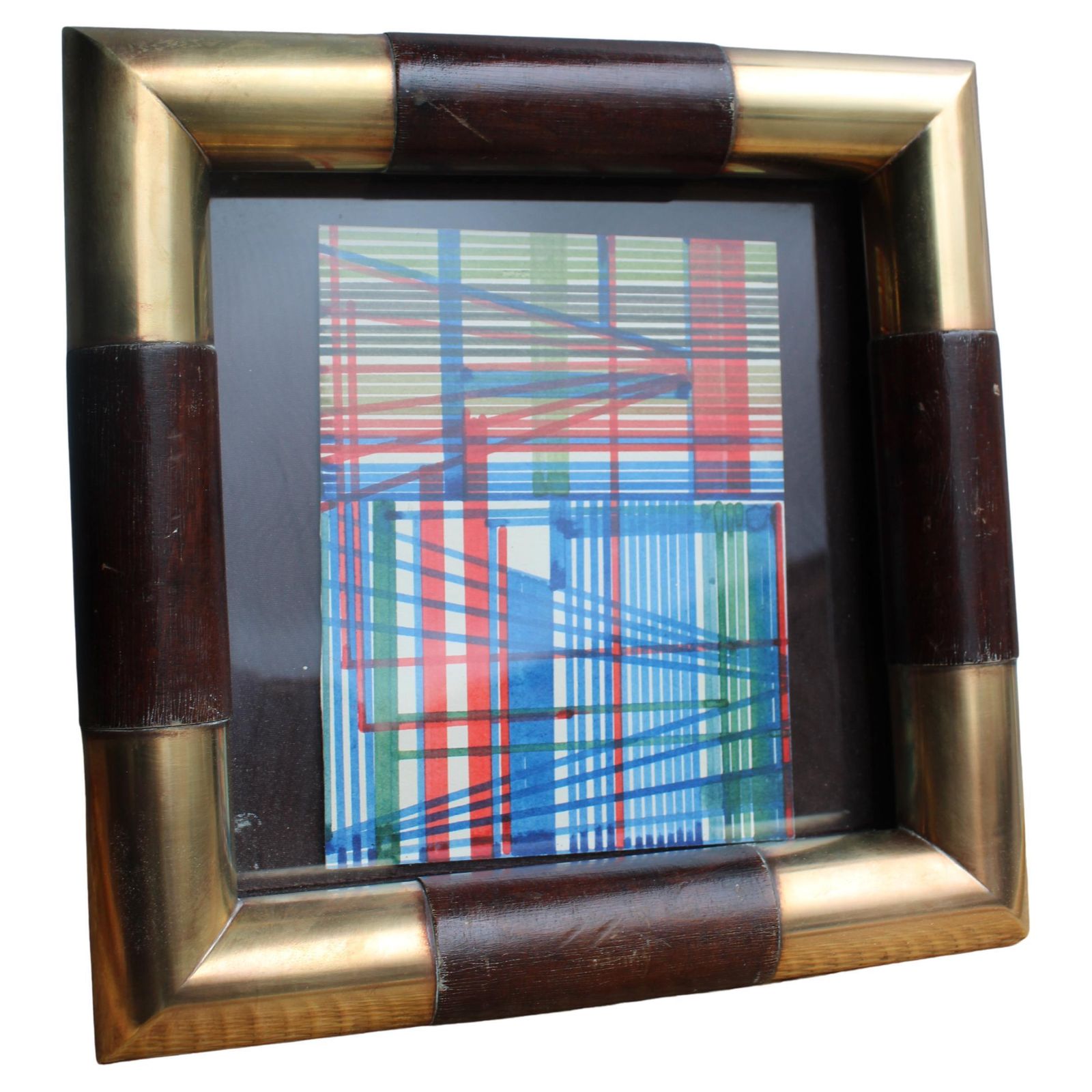 Minimal Square Photo Frame Italian Design In Brass And Wood 1970s