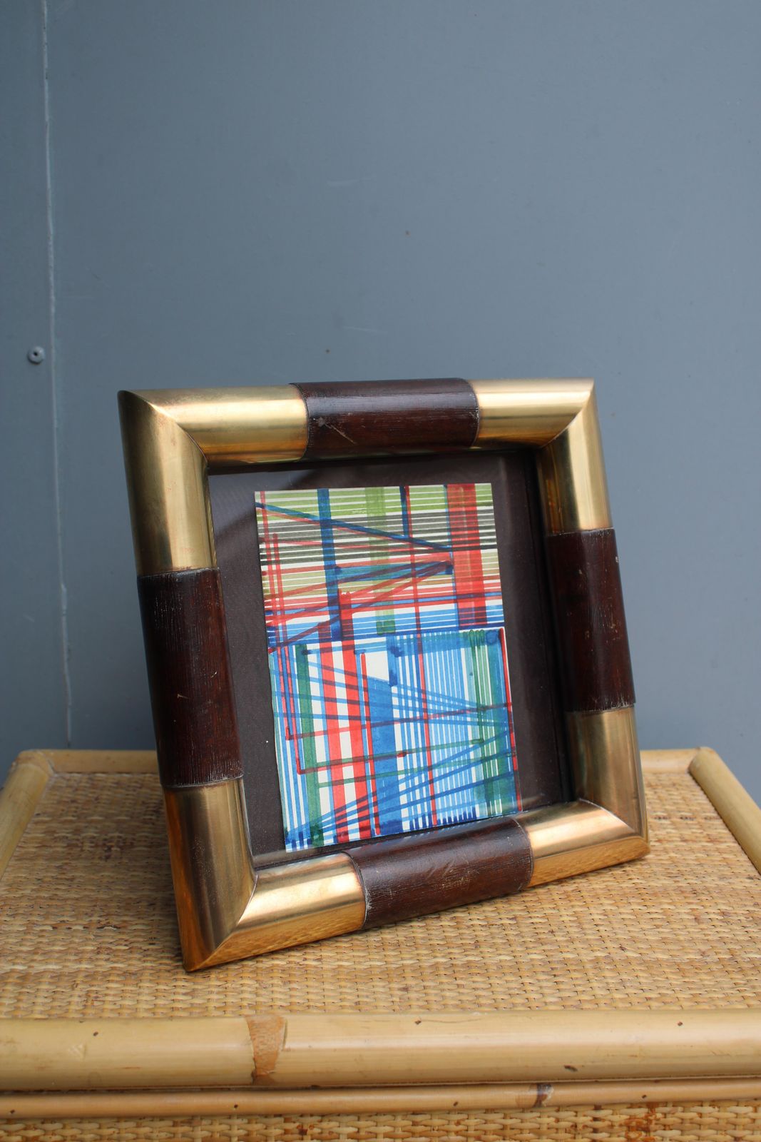 Minimal Square Photo Frame Italian Design In Brass And Wood 1970s photo furniture