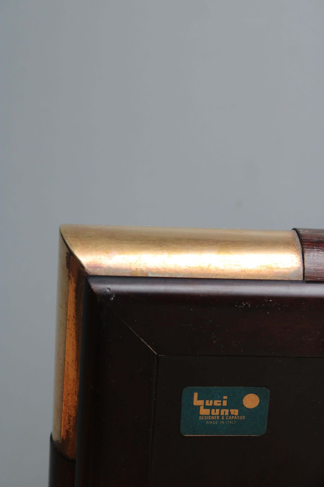 photo furniture Minimal Square Photo Frame Italian Design In Brass And Wood 1970s