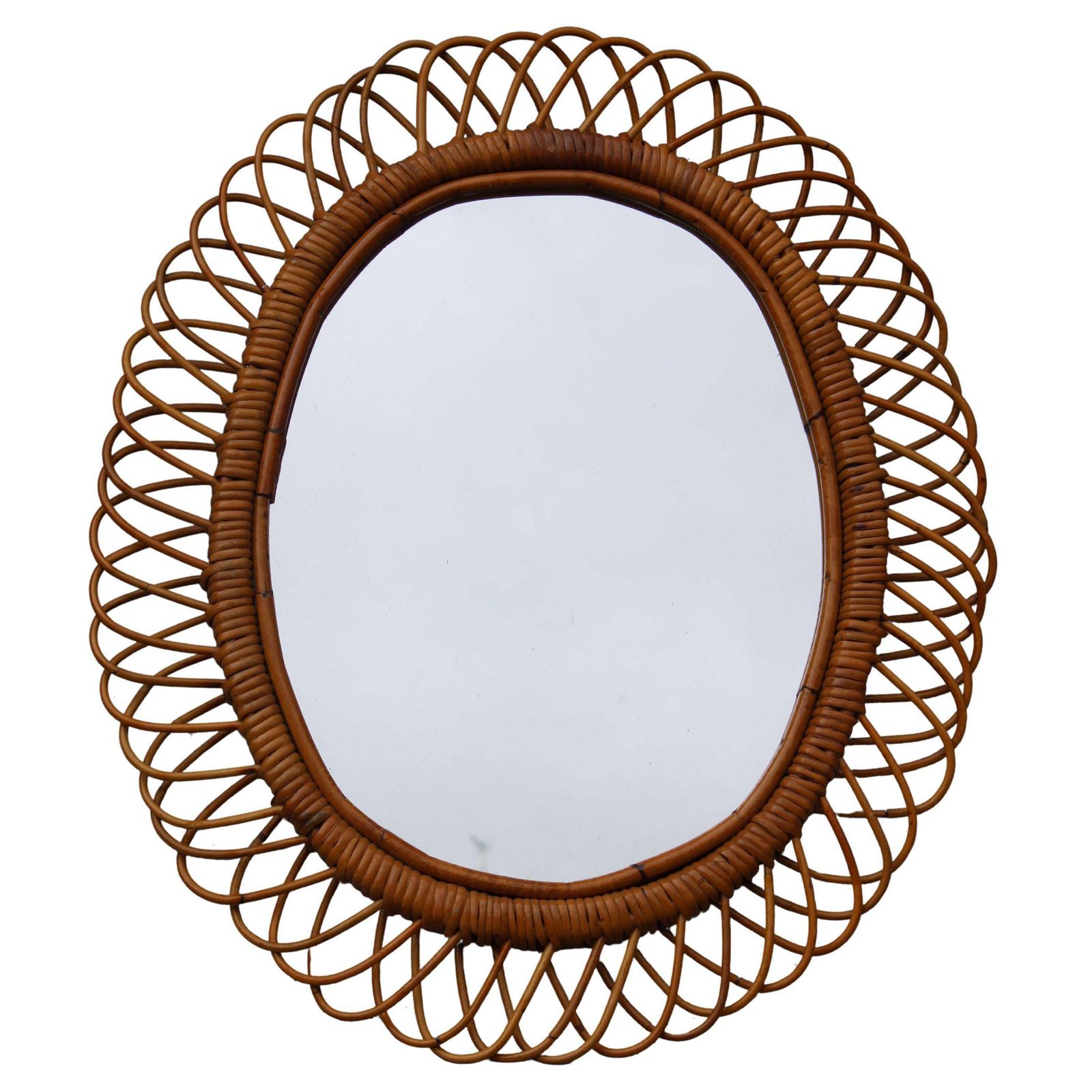 Franco Albini 1950 Woven Bamboo Wall Mirror