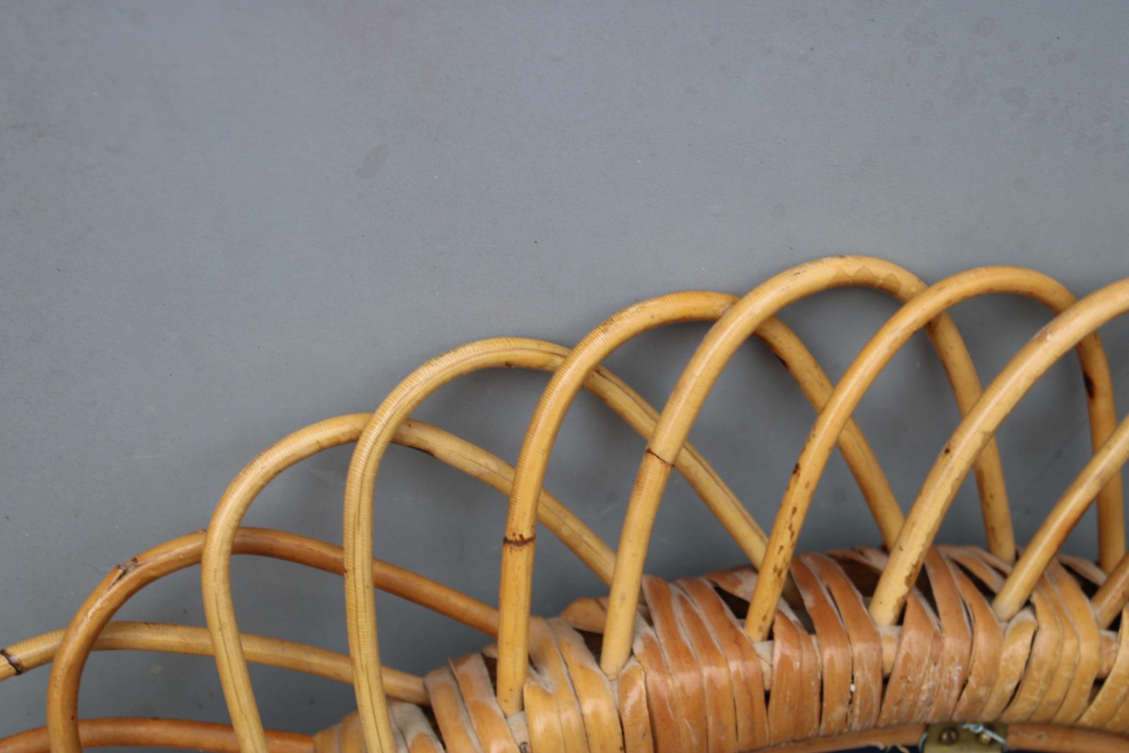 1584.0 Franco Albini 1950 Woven Bamboo Wall Mirror photo