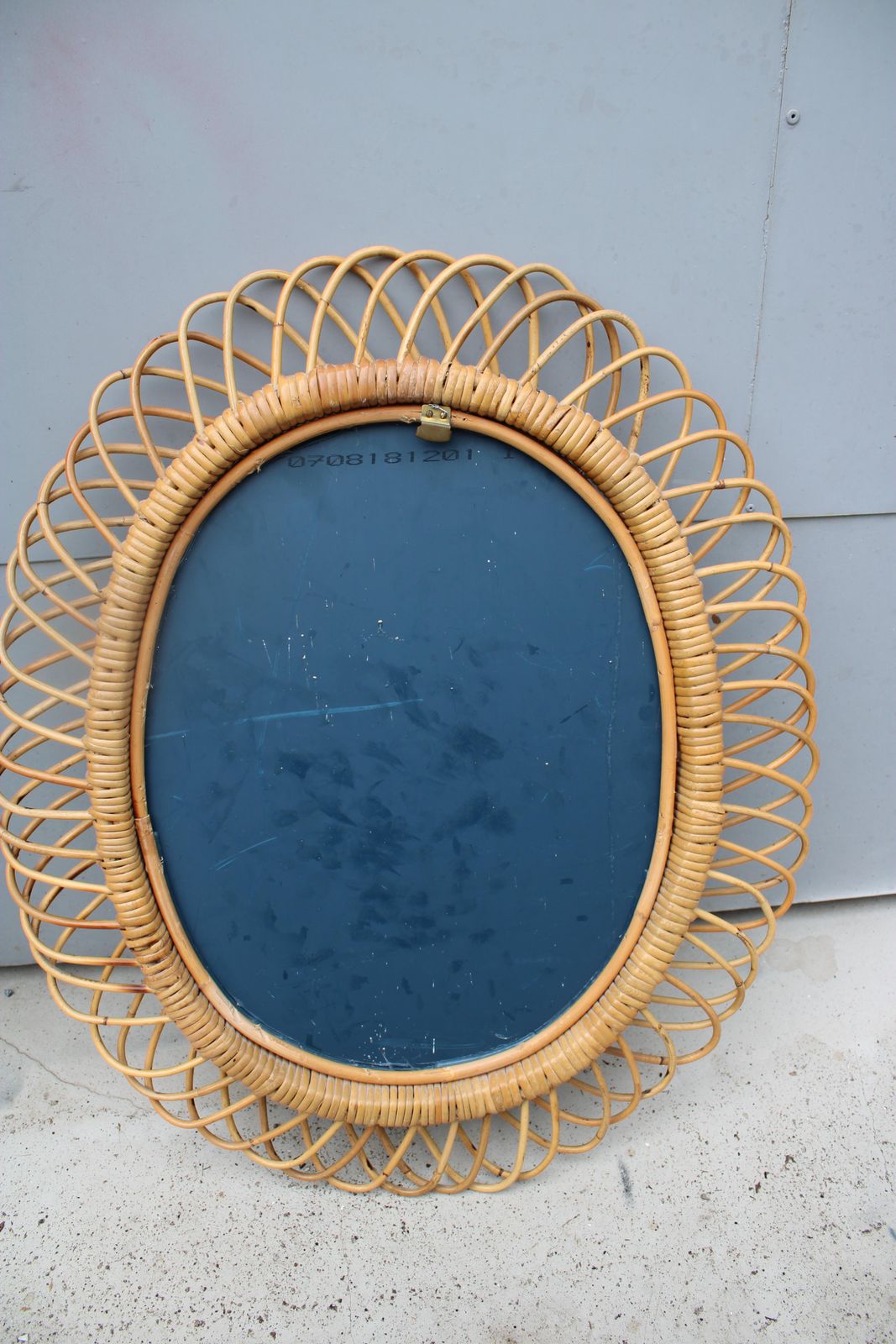 photo vinterior Franco Albini 1950 Woven Bamboo Wall Mirror
