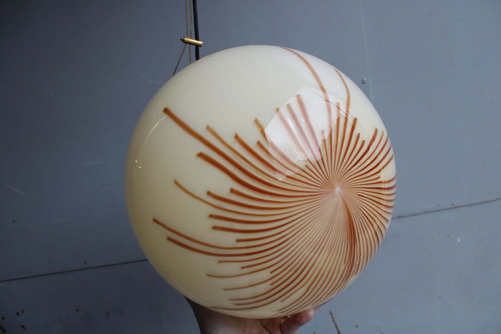 Anemone Venini 1970 Murano Glkass And Brass Chandelier photo vintage