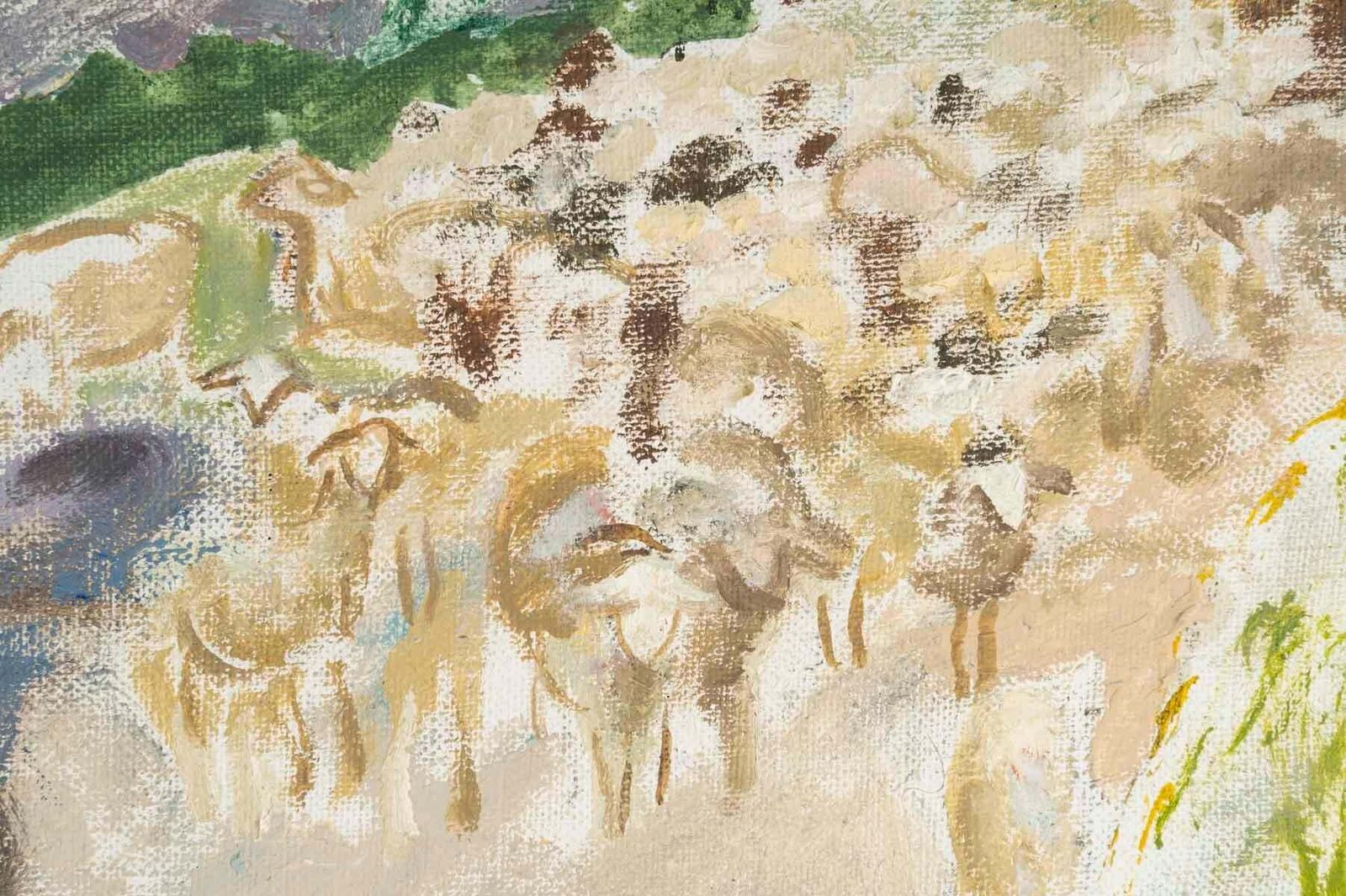 Oil On Canvas, Oil Painting, The Shepherd And His Sheep, Unsigned, 20th Century. photo 382.0