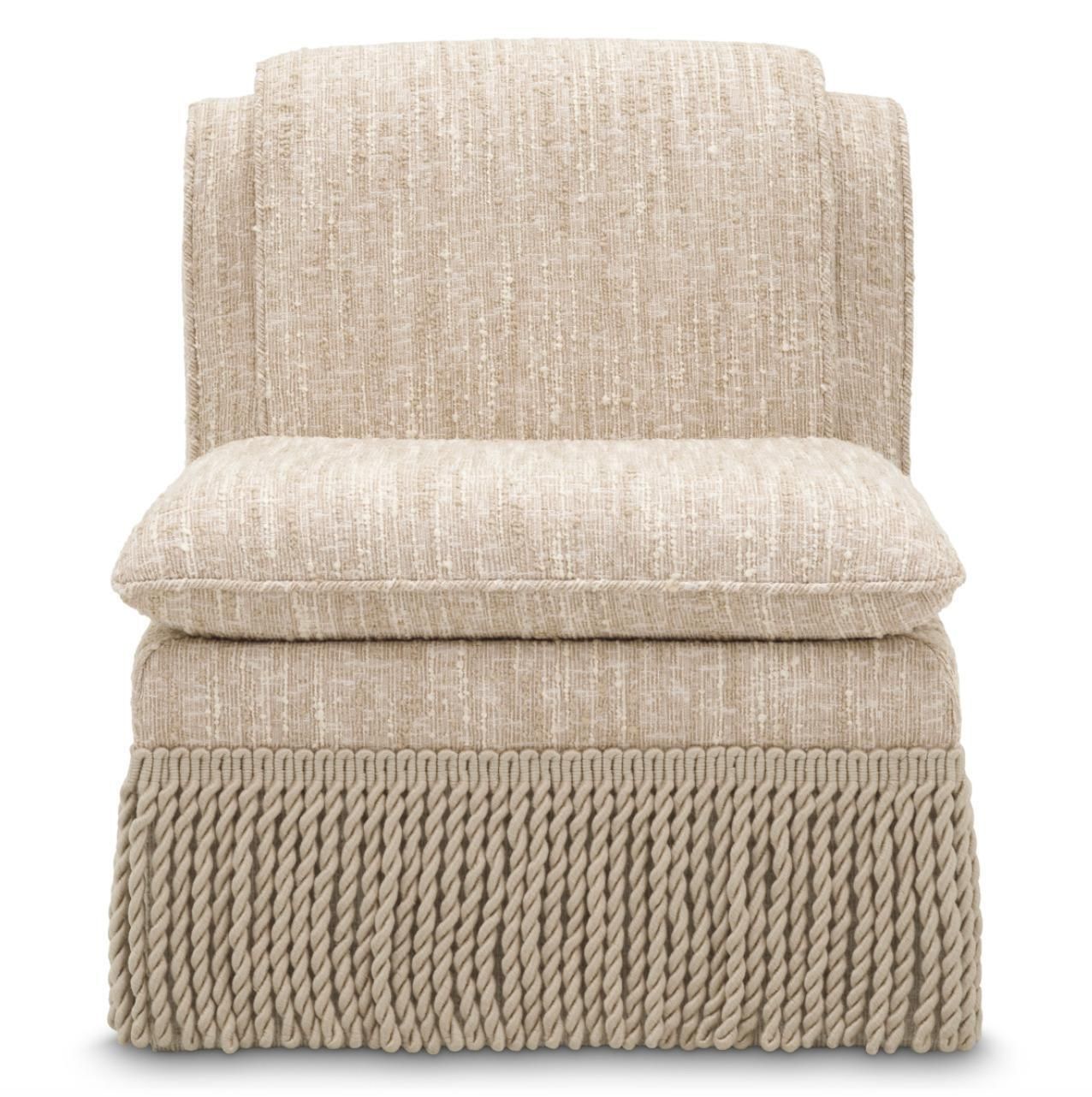 Contemporary Fringed Chair In Bouclé Sonata Cream photo Furniture