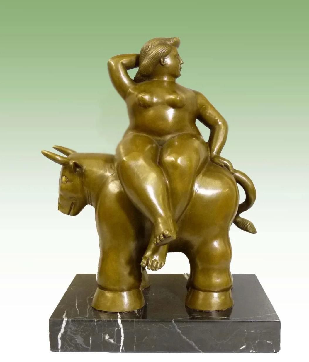 Woman On Bull Sculpture In Bronze, Contemporary Style photo furniture