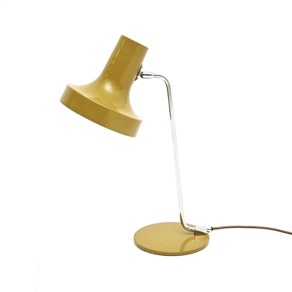 Vintage French Enamelled Tole And Chrome Desk Lamp