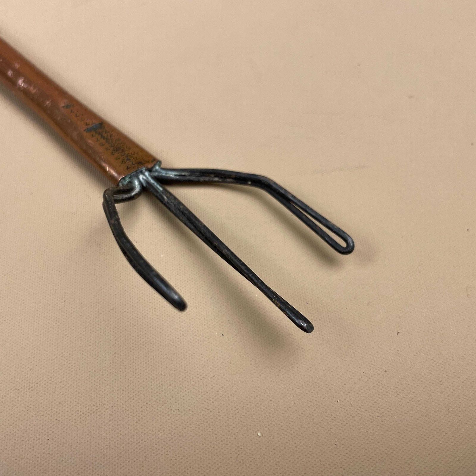 Long Copper Fire Tool Fireplace Fork Handmade Hearth Ash Rake Mantel Rustic Tending Vintage Metal Fireplace Accessory Antique Style photo Home Fixtures