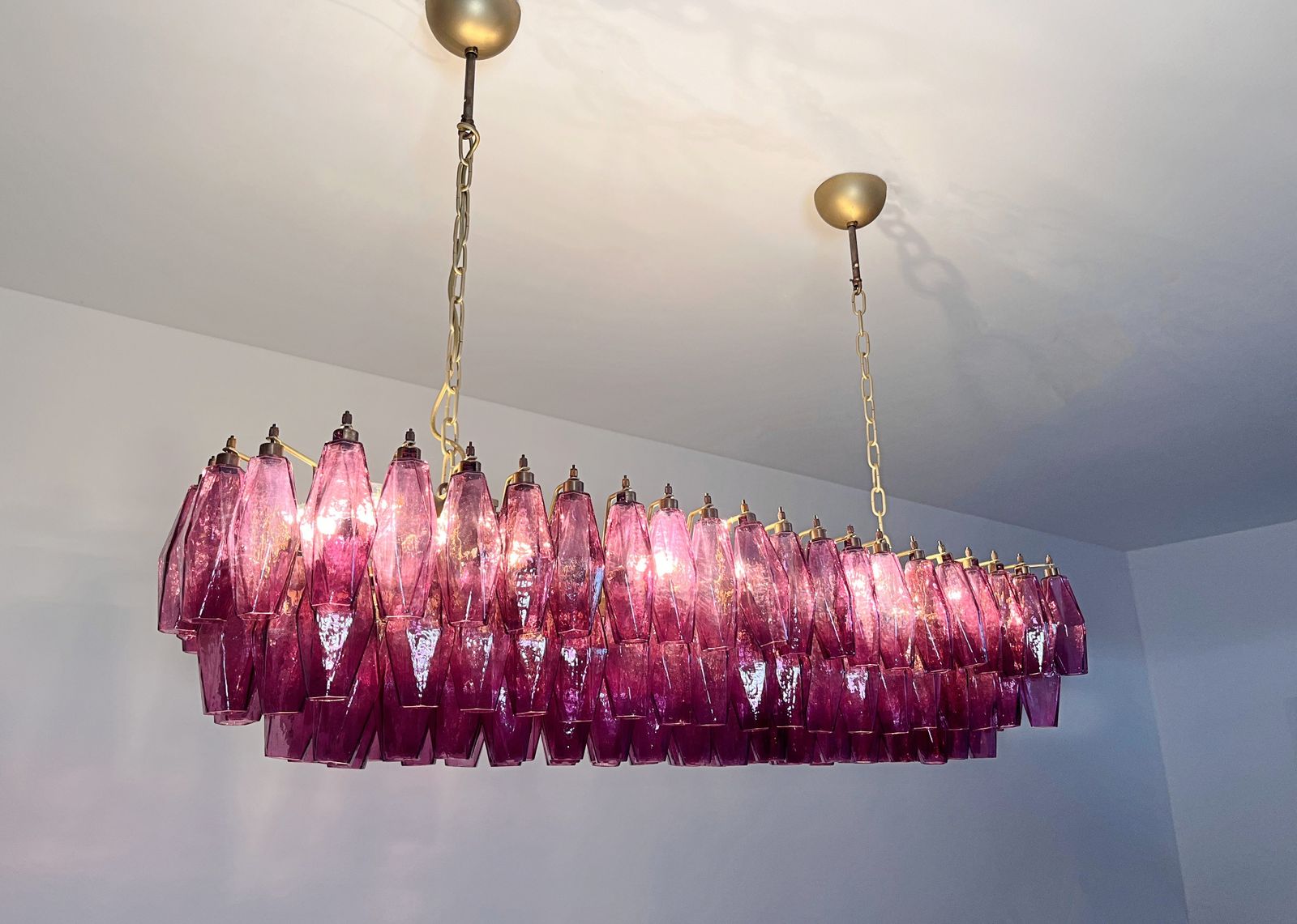 Elegant Murano Poliedri Chandelier   Carlo Scarpa   138 Amethyst Glasses