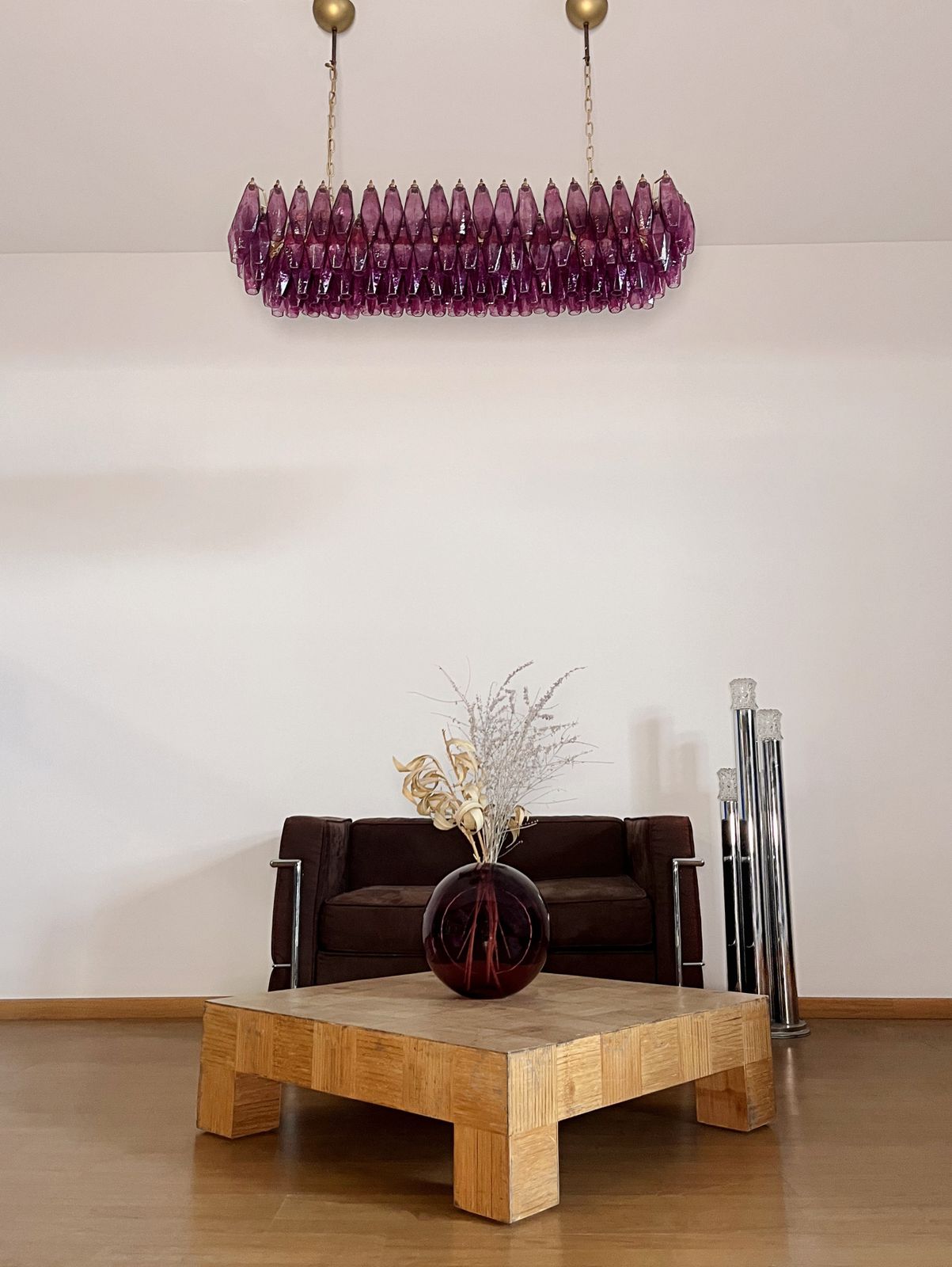 Elegant Murano Poliedri Chandelier   Carlo Scarpa   138 Amethyst Glasses photo Lighting