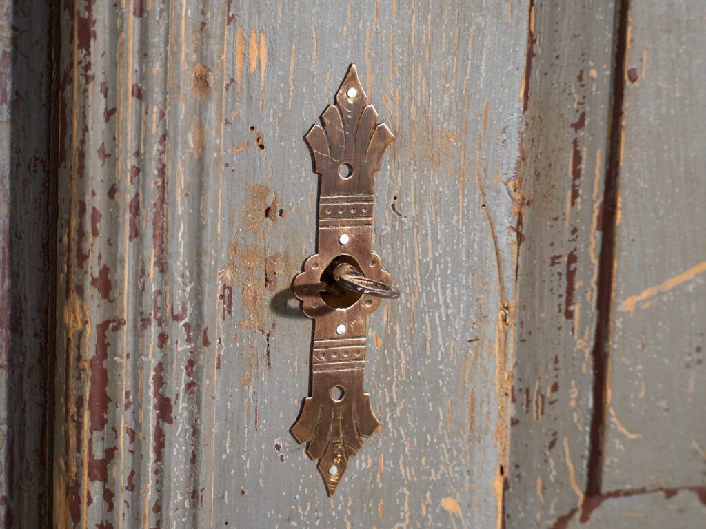 Rustic Painted Wooden Wardrobe, Central Europe, Circa 1900–1920 photo for sale
