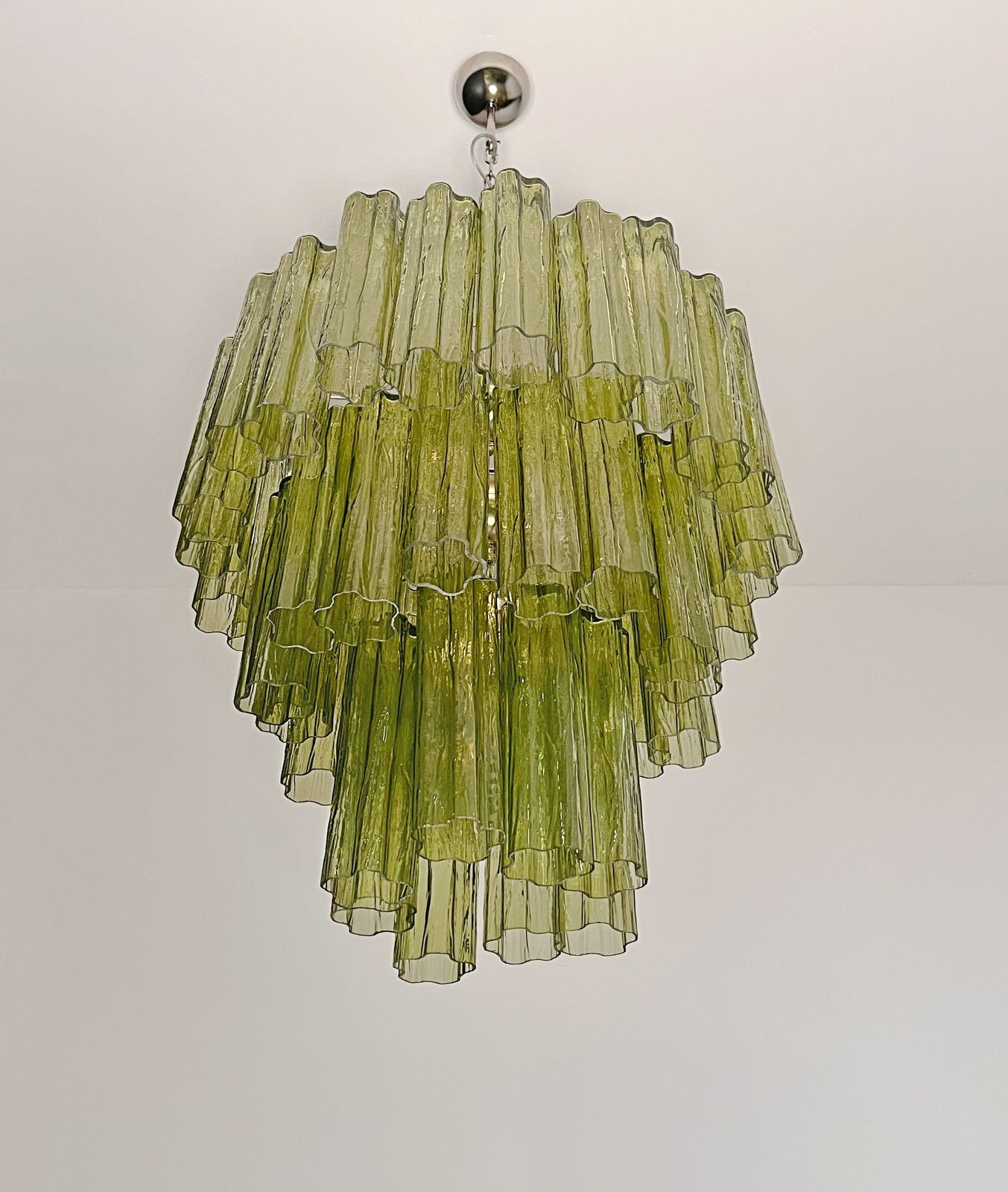 Three Tier Murano Glass Tube Chandelier   48 Green Glasses   Mid Century Modern photo buy