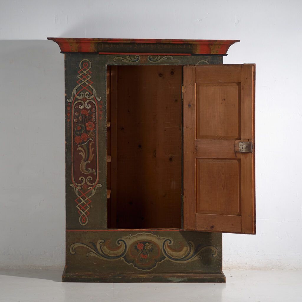 Folk Art Painted Cabinet, Central Europe, Dated 1814 photo vintage