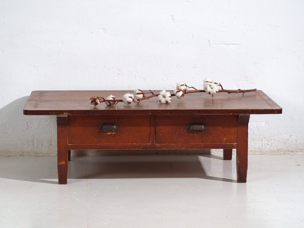 Antique Japanese Low Work Table With Drawers – Showa Period – C.1930 1950