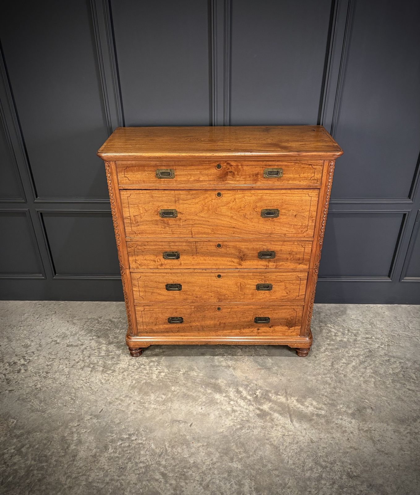 19th Century Camphor Wood Military Campaign Secretaire Chest photo 4250.0