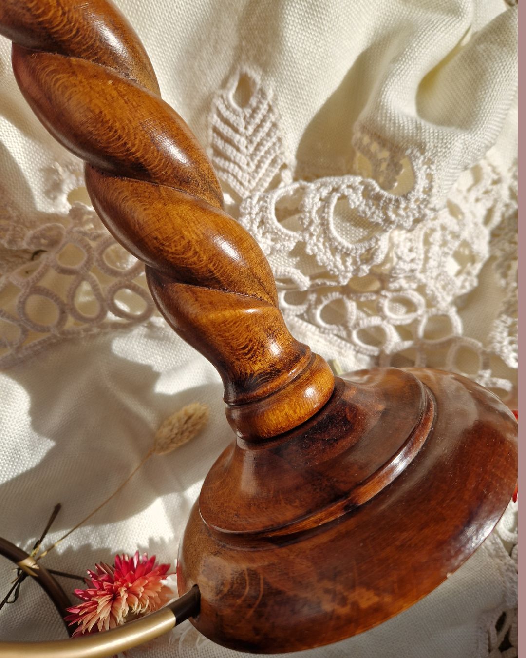 Barley Twist Wooden Table Lamp Hand Carved Classic Victorian Style With Lampshade photo buy