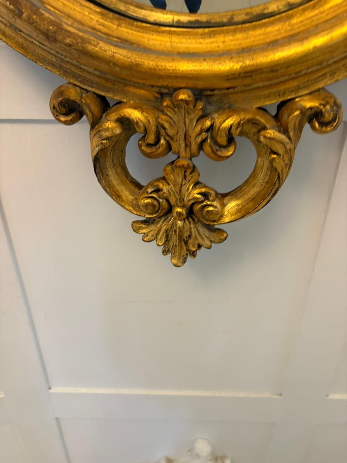 Antique Pair Of Regency Style Giltwood Convex Girandole Wall Mirrors photo Home Decor