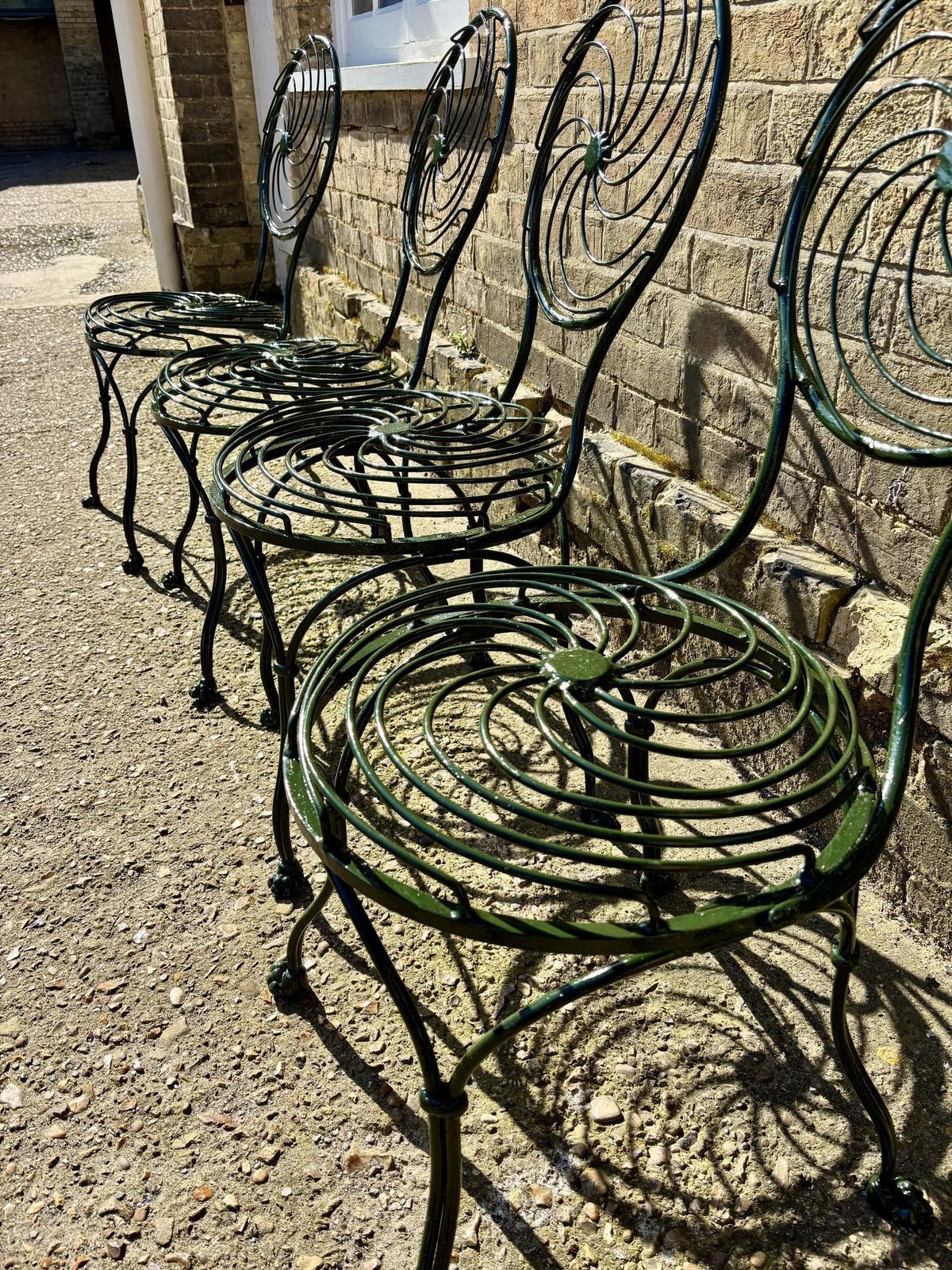 Set Of Four Early Victorian Spiral Iron Garden Chairs C.1840–1860 photo for sale