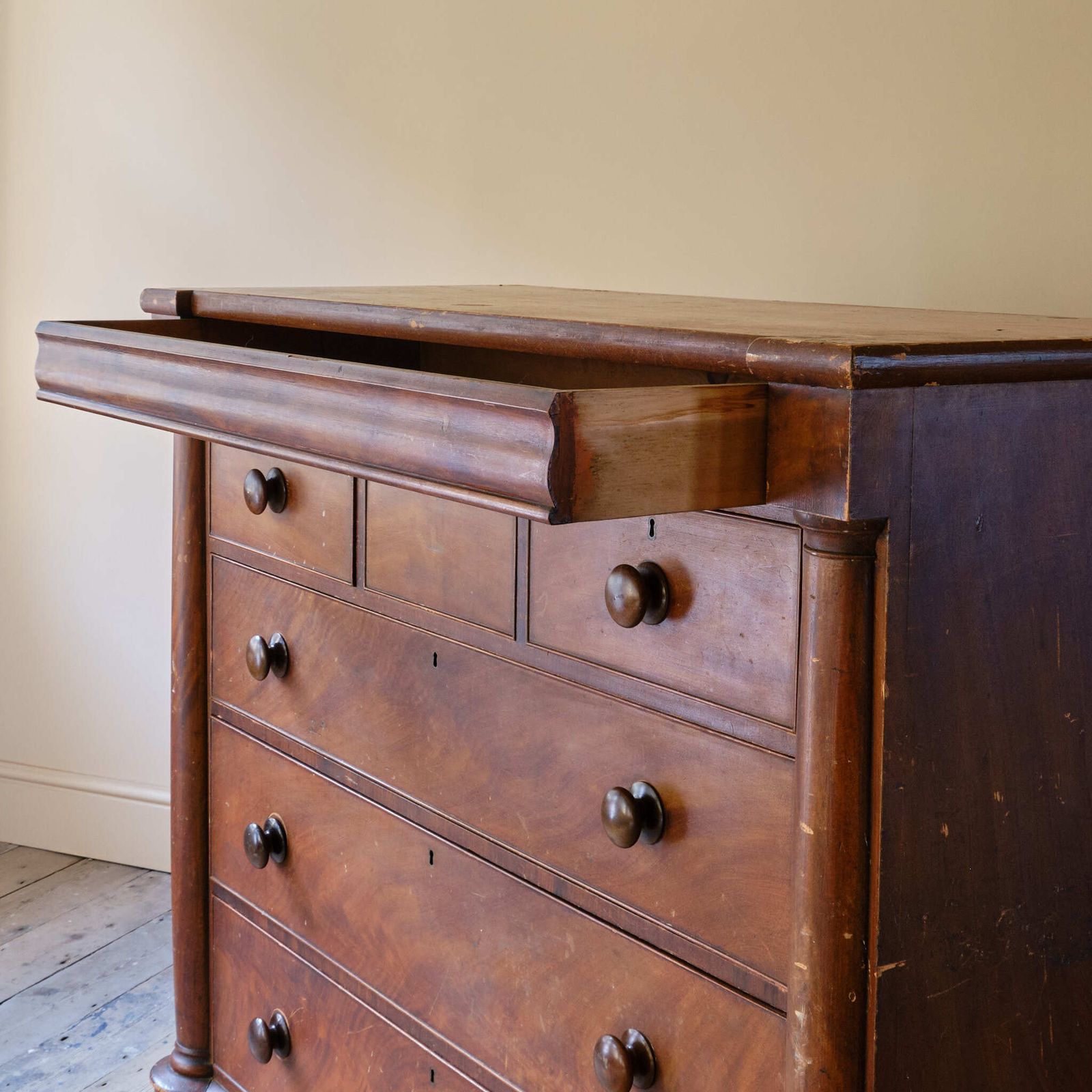 photo furniture Large Scottish Pine Chest Of Drawers In Original Paint