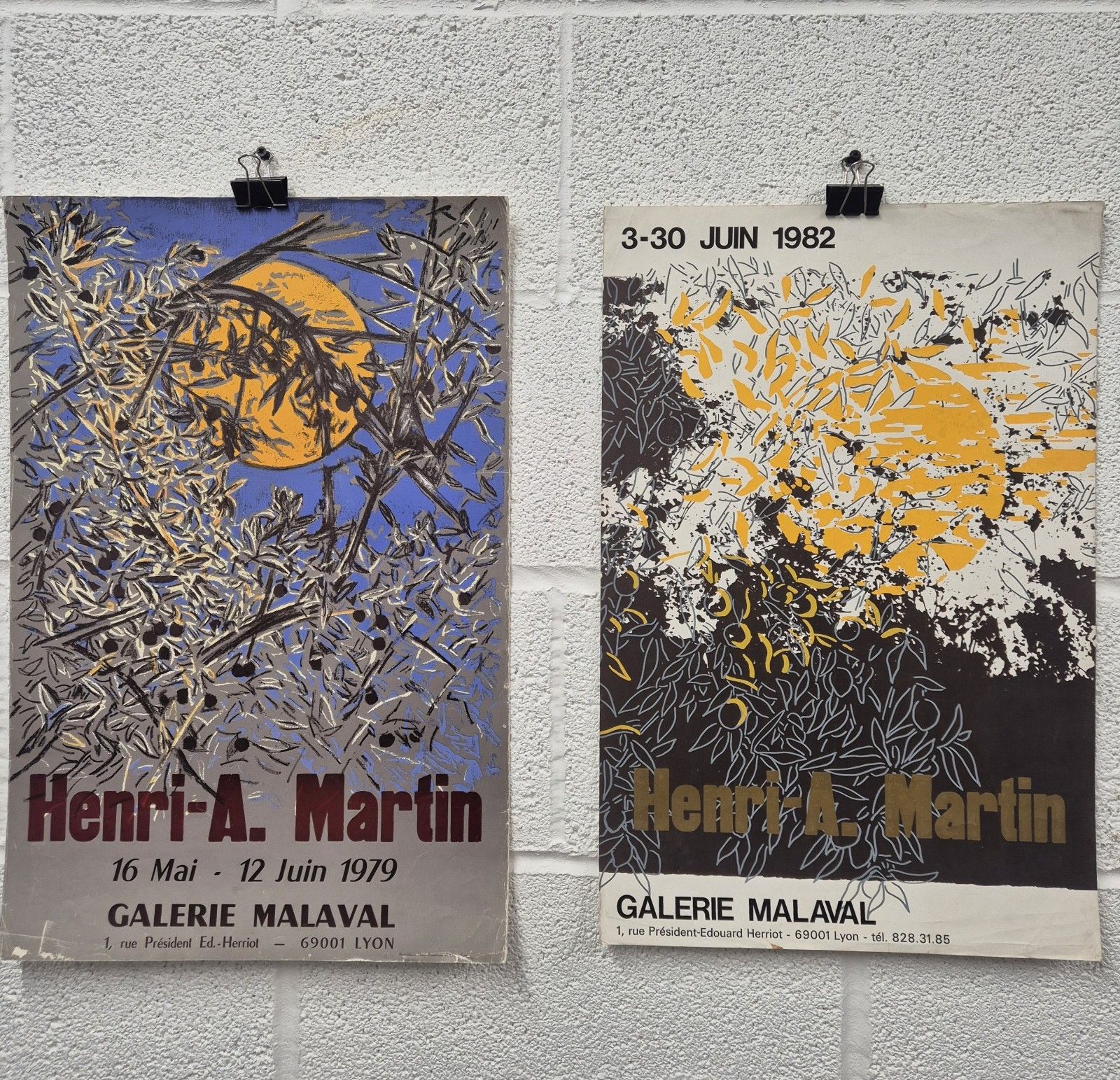 Pair Original Vintage French Art Exhibition Posters Lyon 1979/82 Henri A Martin