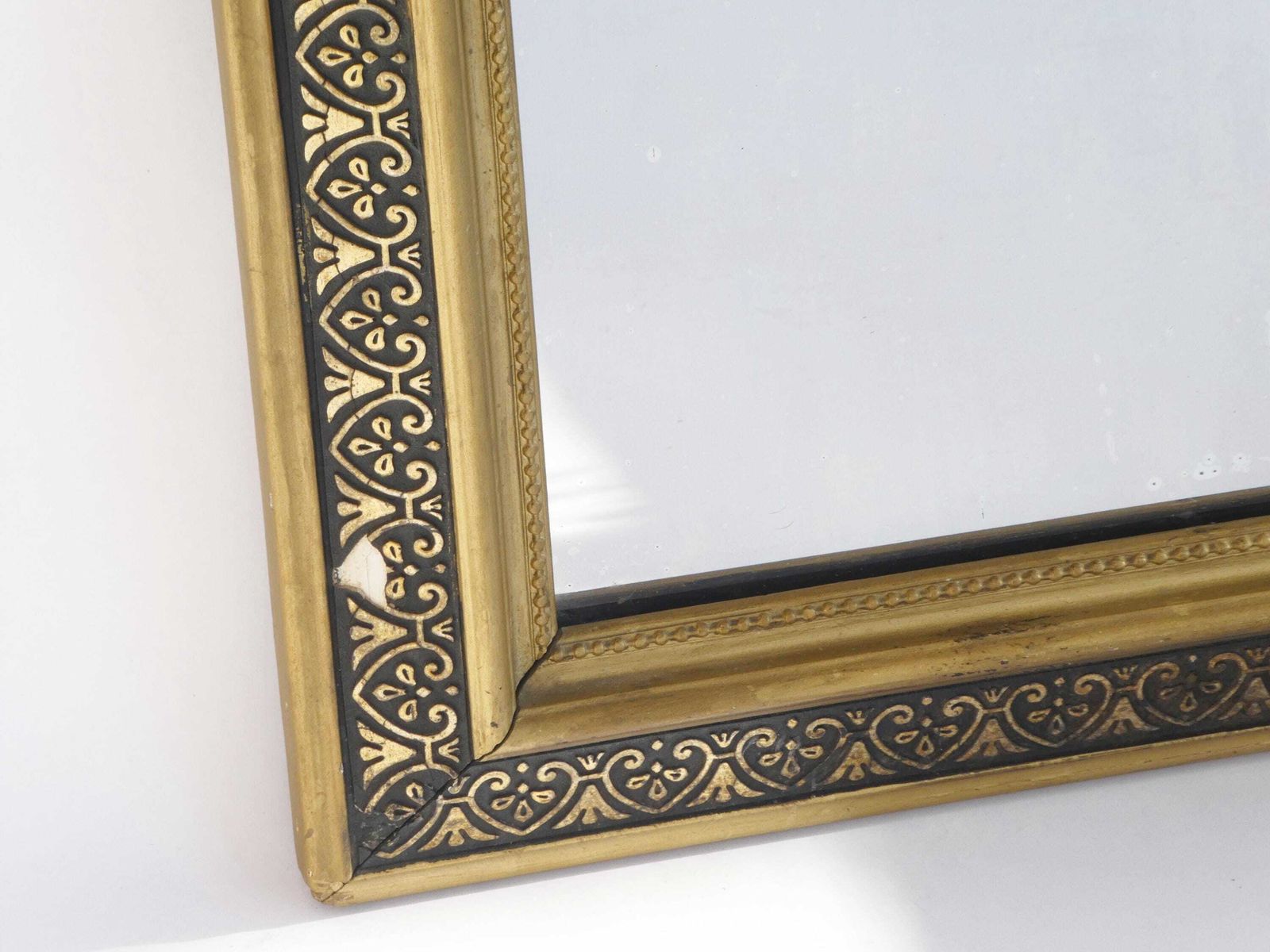French 19th Century Gold Louis Philippe Mirror, Antique Arched Tall Gilded Mantle Mirror. photo Home Decor