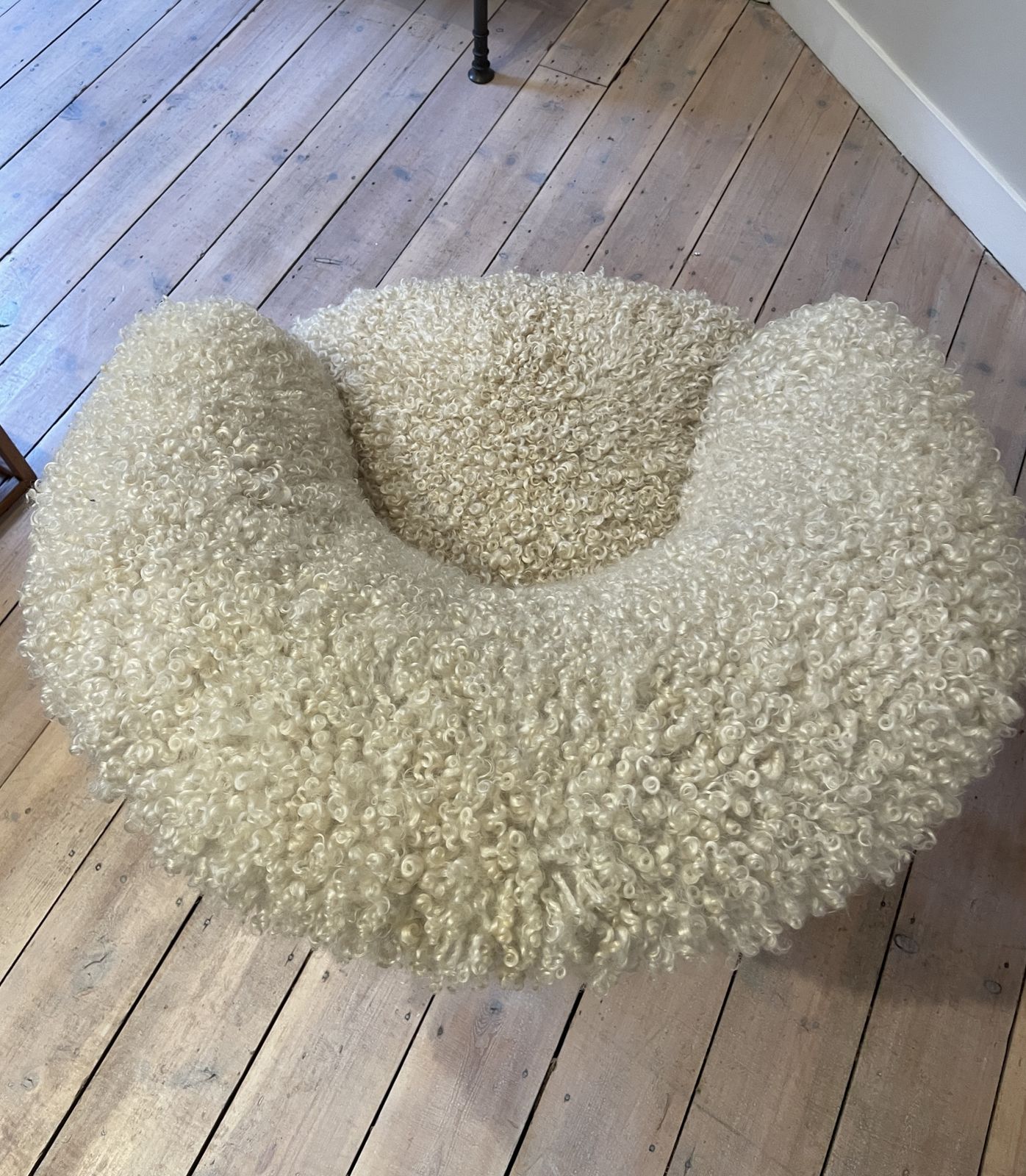 Cocktail Chair, 1950's With Teak Legs. Danish Mid Century   Sheepskin photo vinterior