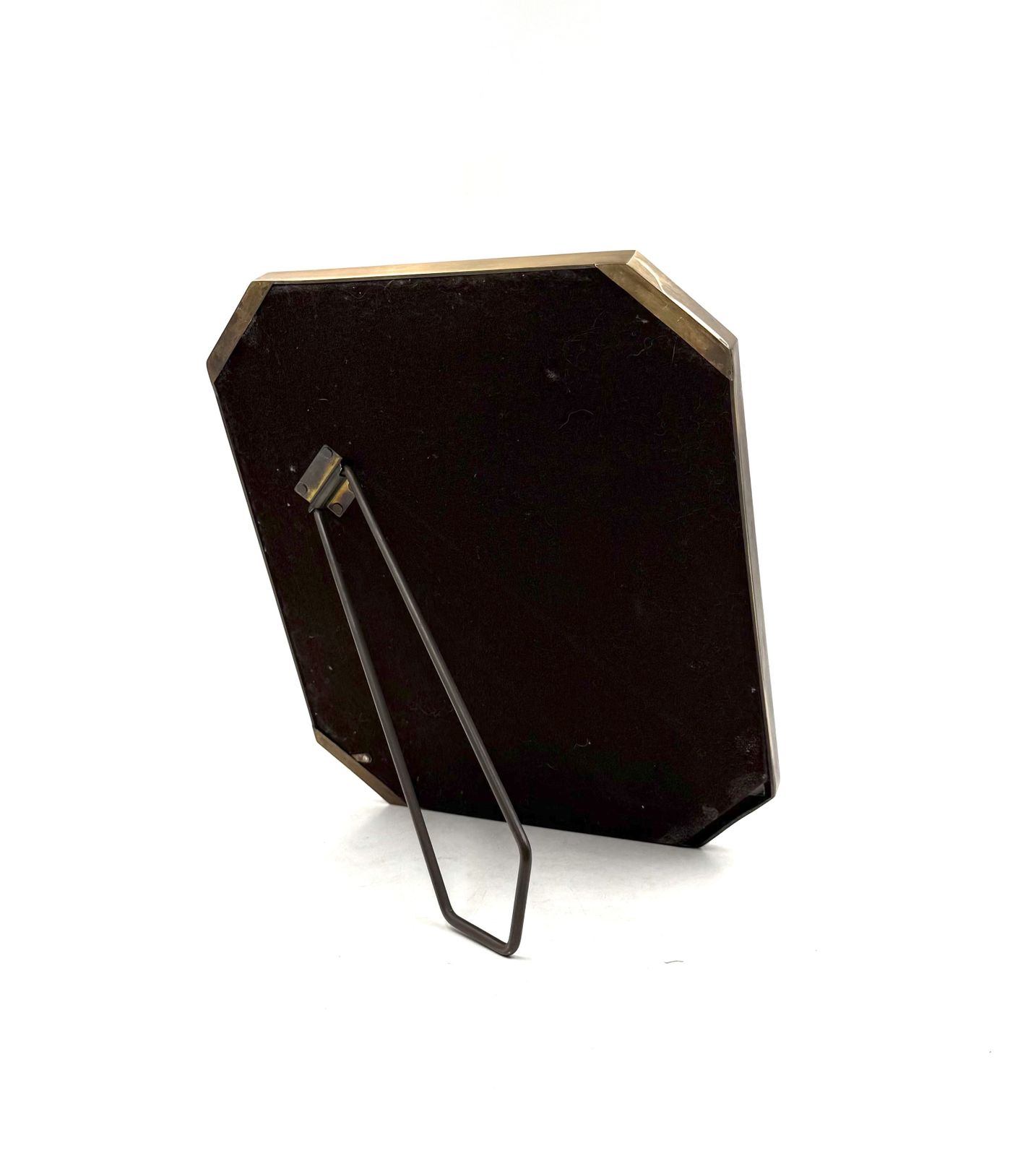 450.0 Mid Century Modern Brass & Wood Picture Frame – In The Manner Of Gabriella Crespi, Italy 1970s photo