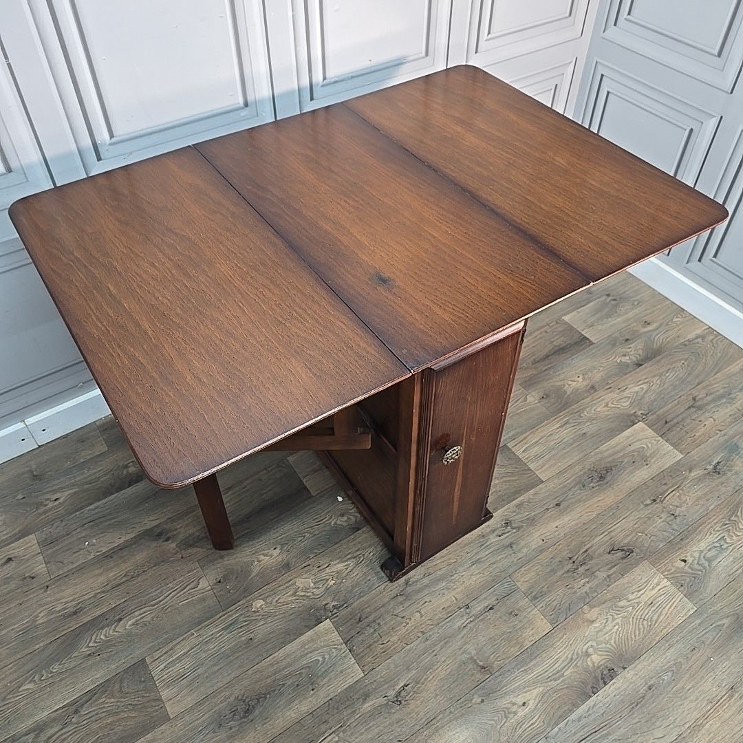 photo vinterior Vintage Drop Leaf Table Cabinet Gateleg Storage Cupboard Retro Mid Century