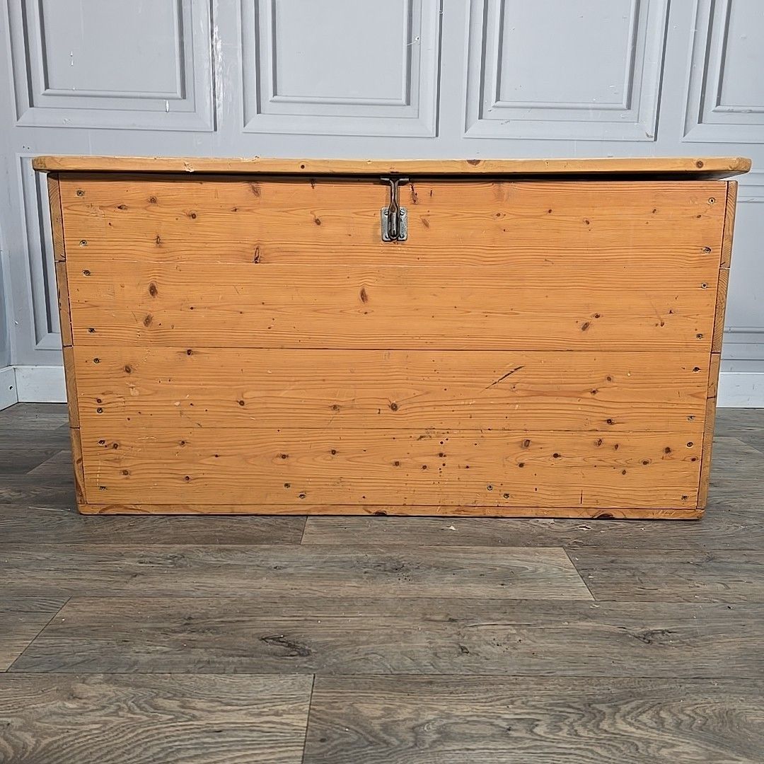 Vintage Pine Storage Chest Blanket Toy Tool Box Large Trunk Wooden Rustic photo buy