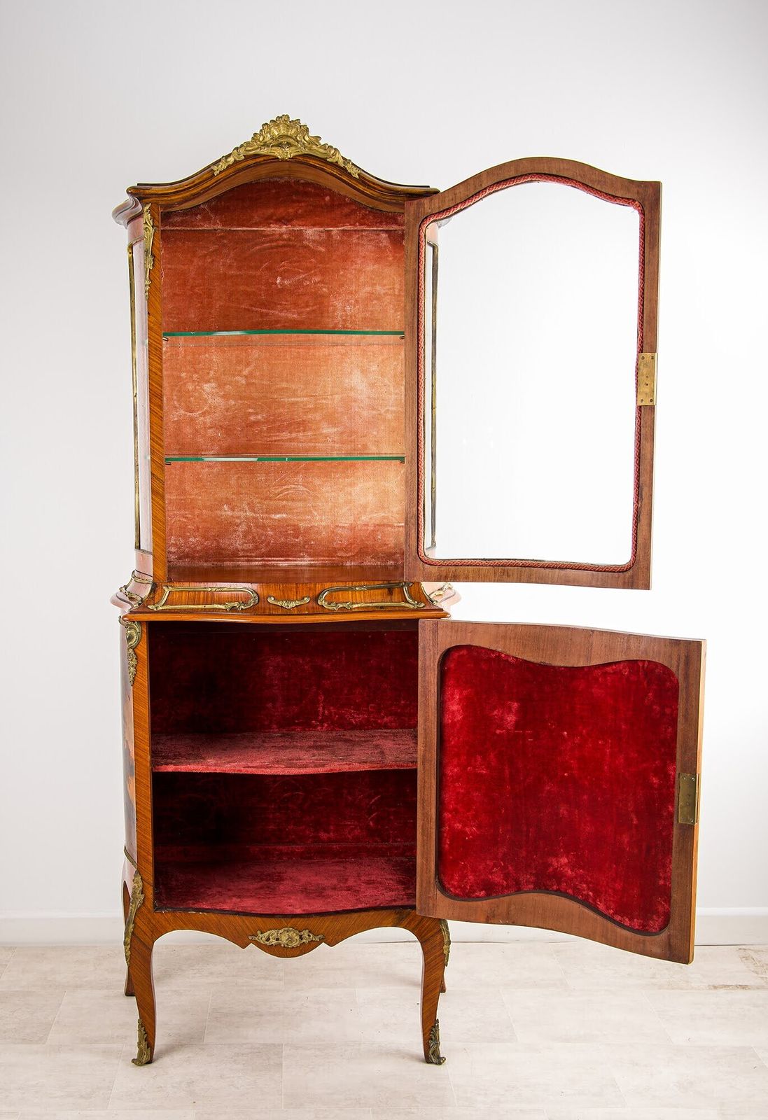 Antique French Kingwood Vernis Martin Display Cabinet Ormolu Mounts Pastoral Panels 19th Century photo Furniture