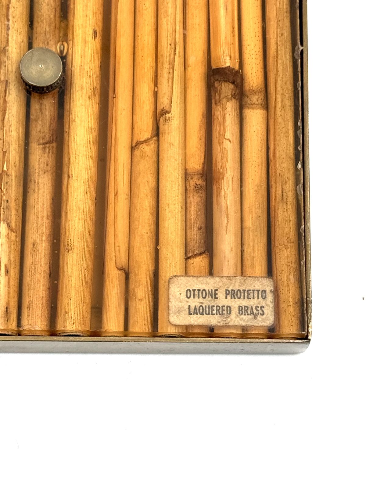 430.0 Hollywood Regency Bamboo & Brass Picture Frame, In The Manner Of Gabriella Crespi Italy 1970s photo