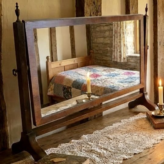 Handsome Small Mahogany Swing Mirror