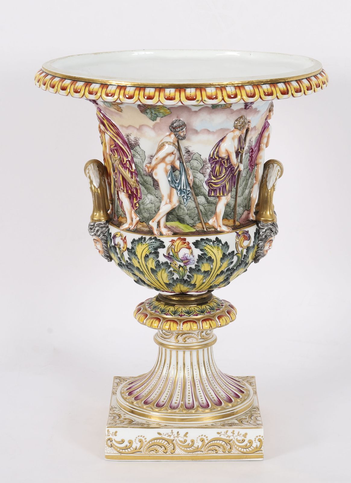 Antique Pair Large Italian Naples Capodimonte Urns / Vases 19th C photo vinterior