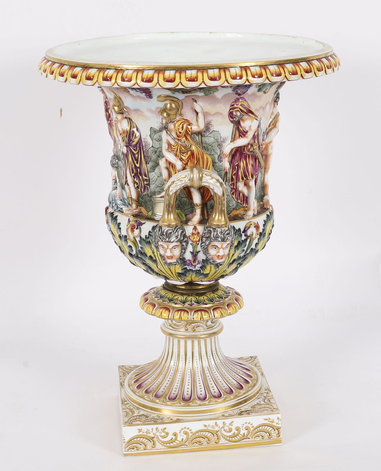 photo vinterior Antique Pair Large Italian Naples Capodimonte Urns / Vases 19th C