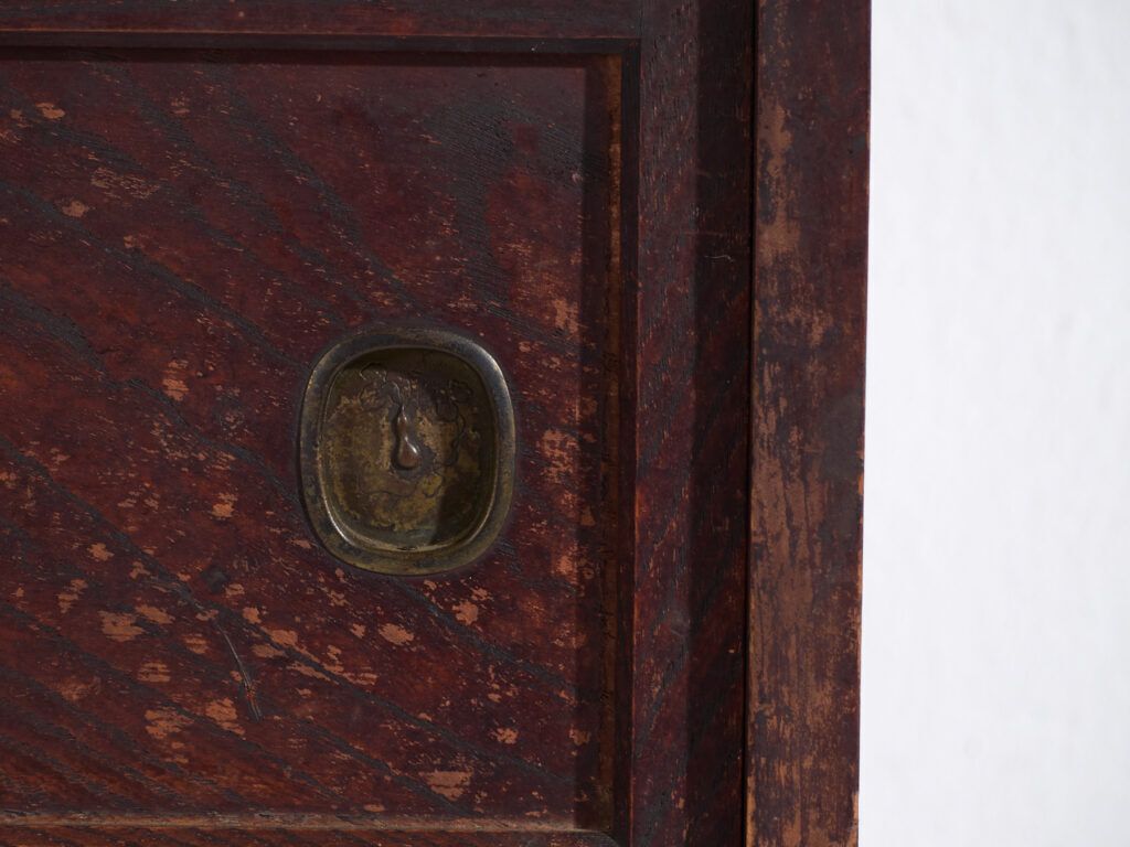 Antique Japanese Tea Cabinet (Cha Tansu) With Glass Sliding Doors – Taisho / Showa – Circa 1920–1950 photo vintage