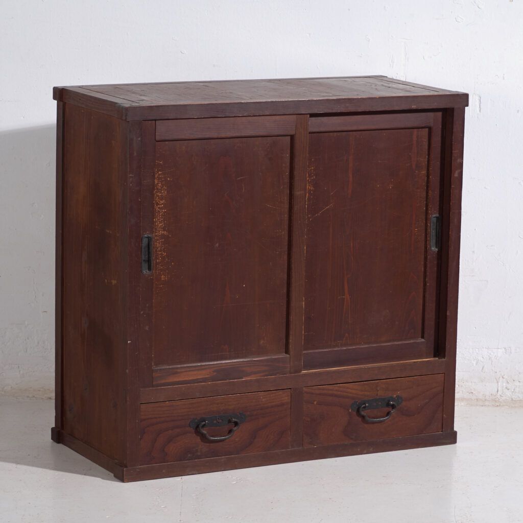 Furniture Antique Japanese Cabinet With Sliding Doors – Taisho/Showa Period (C.1920 1950) photo