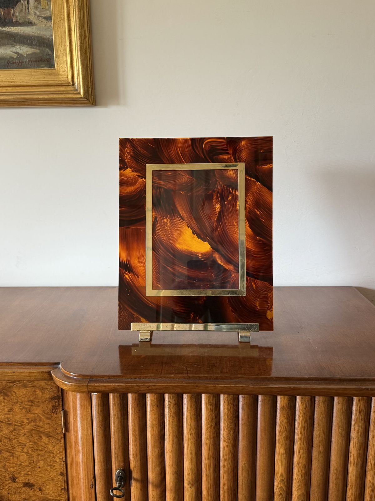 Hollywood Regency Lucite Picture Frame, In The Manner Of Gabriella Crespi Italy 1970s photo for sale