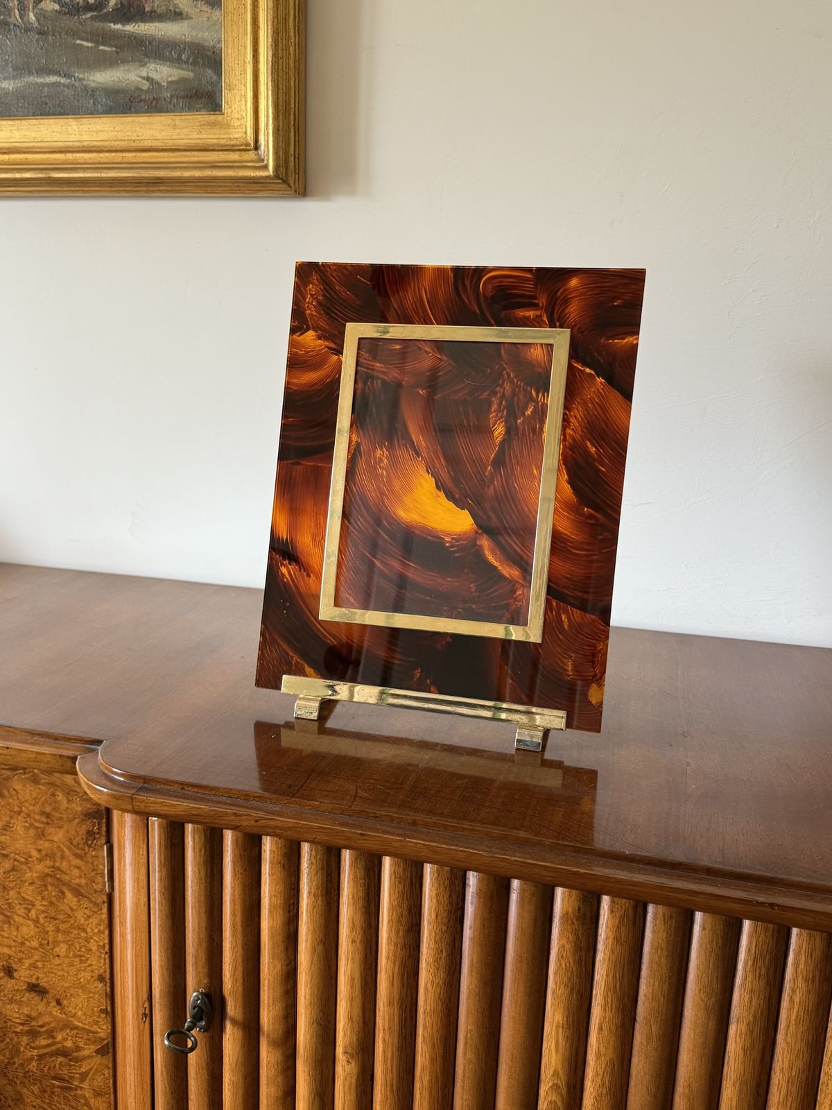 Hollywood Regency Lucite Picture Frame, In The Manner Of Gabriella Crespi Italy 1970s photo Home Decor