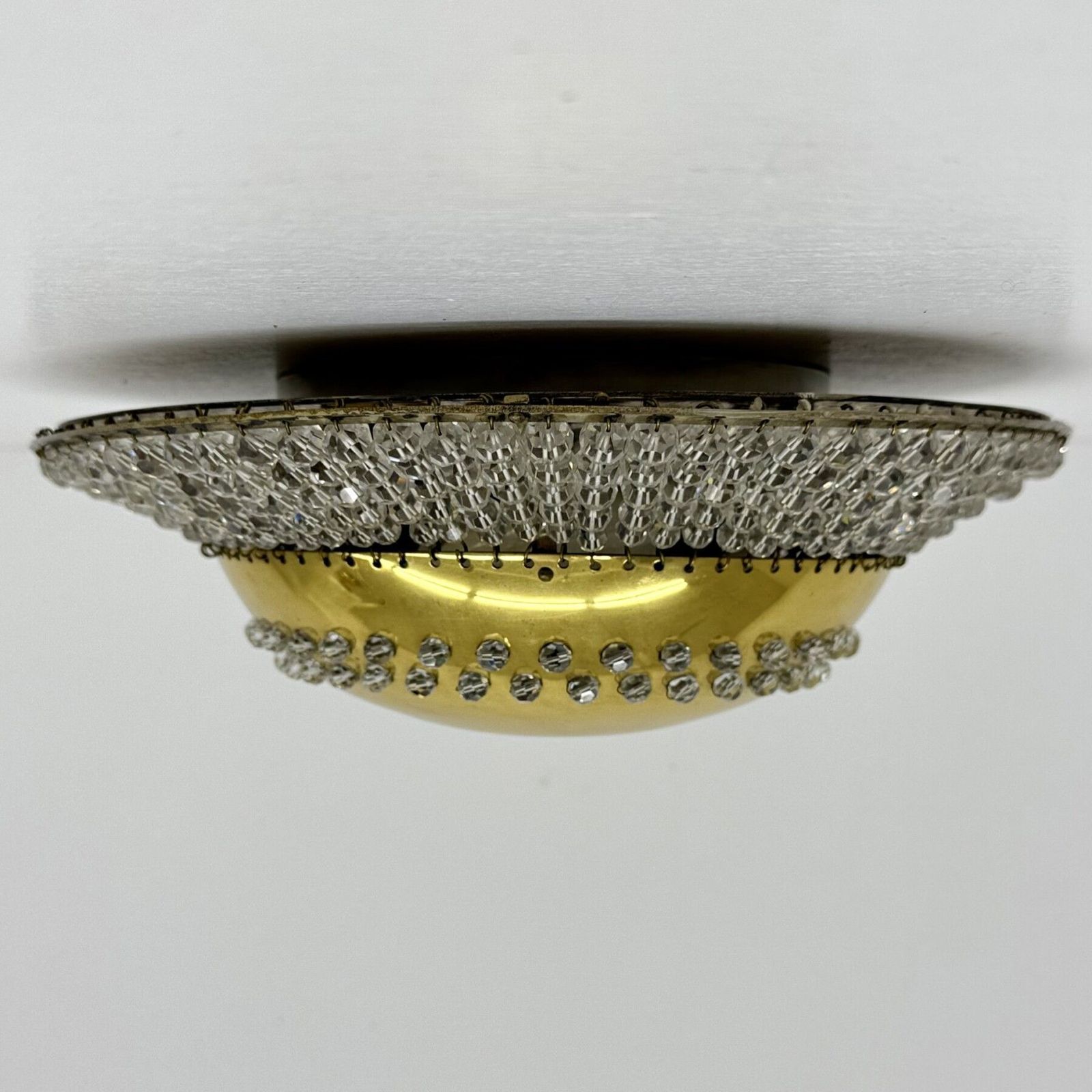 Lighting Unique Modernist Design Crystal Glass And Brass Wall Light , Austria 1950s photo