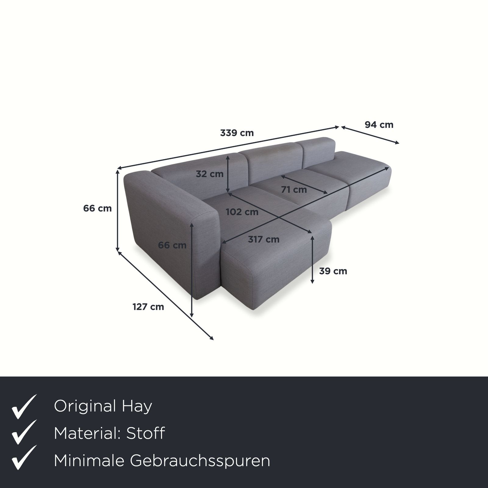 Canapé d'angle Hay Mags en tissu gris photo furniture