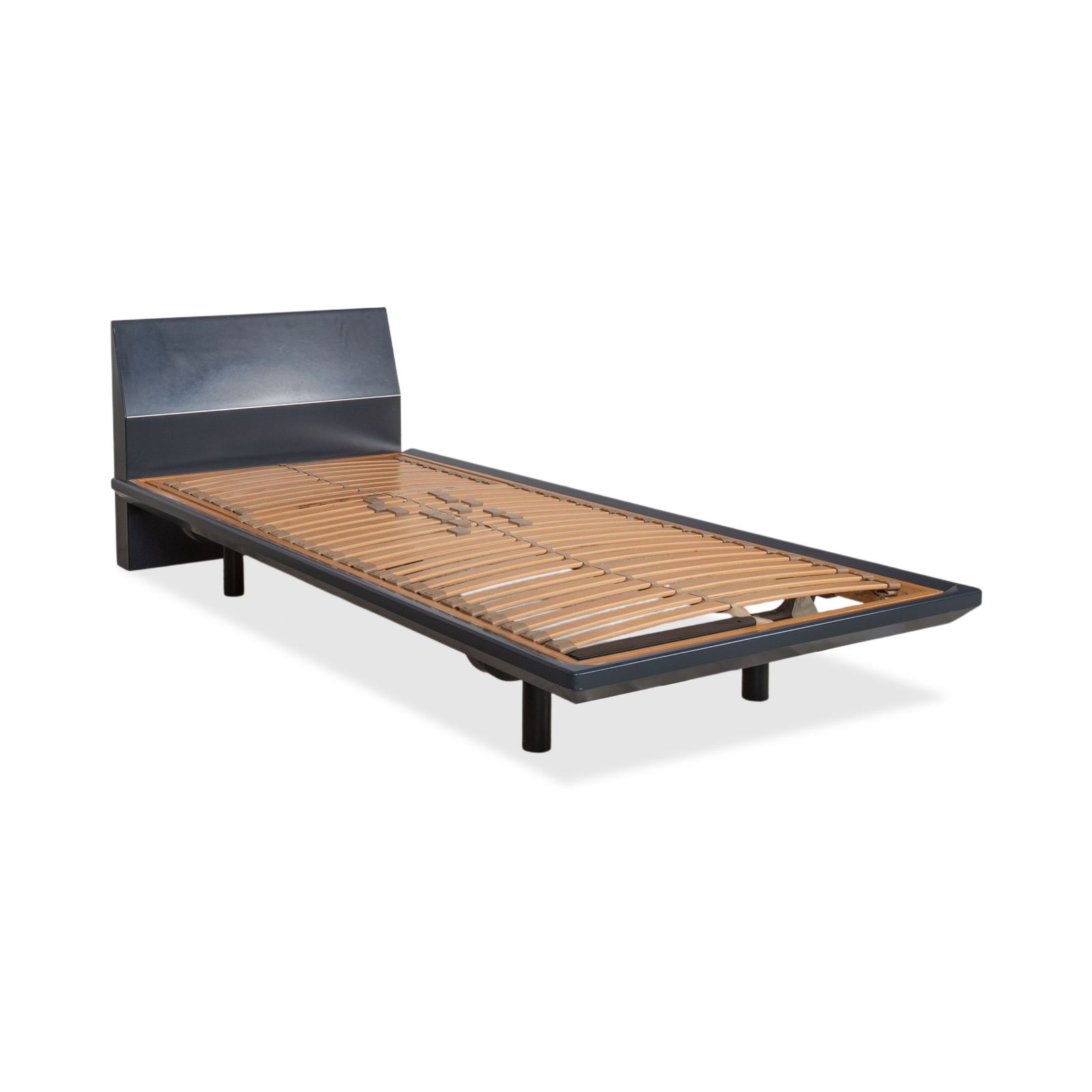 Interlübke Wooden Bed, Dark Blue, Navy Blue, Bedroom photo for sale